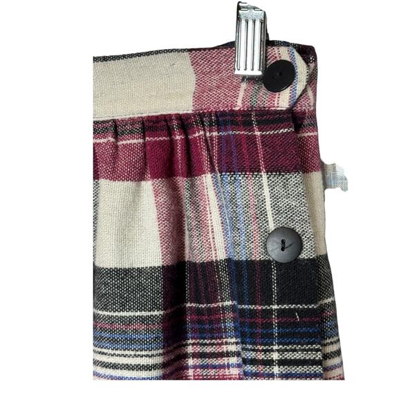1980s American Plaid Wool-Blend Midi Skirt w/ Side Buttons
 size medium - Picture 6 of 15